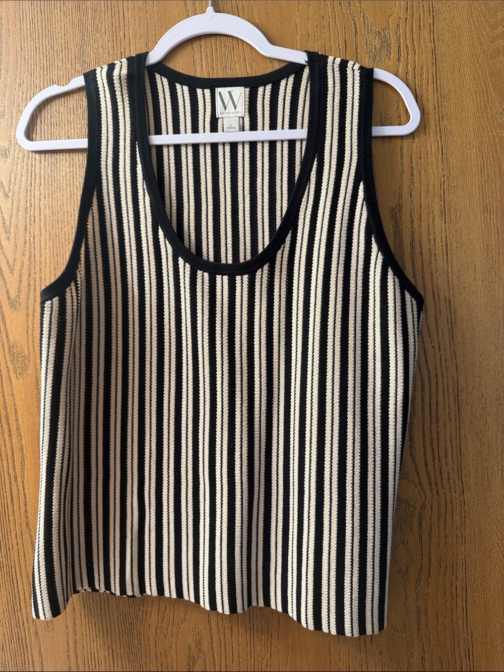 Worthington Black and Cream Vertical Stripe Tank